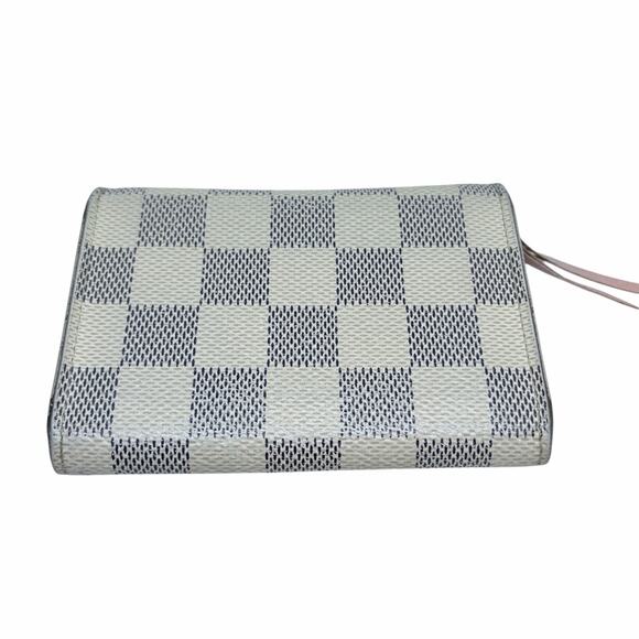 Louis Vuitton Rosalie Coin Purse Wallet Damier Azur Canvas Pink Leather Interior - Picture 2 of 11